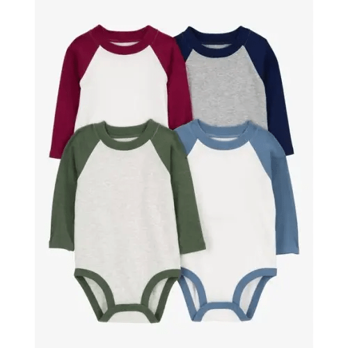 Baby 4-Piece Long-Sleeve Raglan Bodysuits - Carter's | Carter's