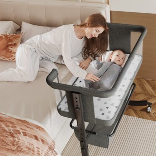 SACVON Baby Bassinets, All Mesh Crib Portable for Safe Co-Sleeping,Adjustable Bedside Sleeper,Baby Bed for Infant Newborn, Gray