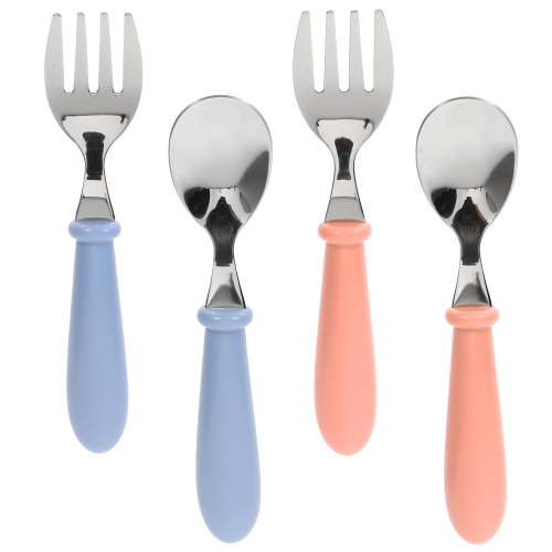 4 Pcs Stainless Steel Spoon Fork Kids Utensils Baby Utensils Baby Food Spoon Baby Supplies Spoons for Baby Toddler Child