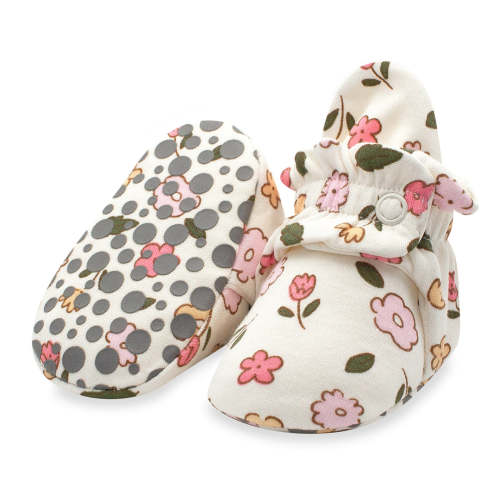 Wildflowers Organic Cotton Gripper Baby Booties – 3 M