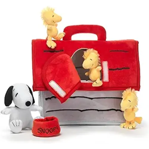 Lambs & Ivy Classic Snoopy Interactive Plush Doghouse with 5 Stuffed Animal Toys