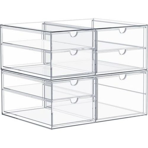 Sorbus Clear Stackable Drawer Storage Organizers - Bathroom, Laundry Room & Home Countertop Drawer System