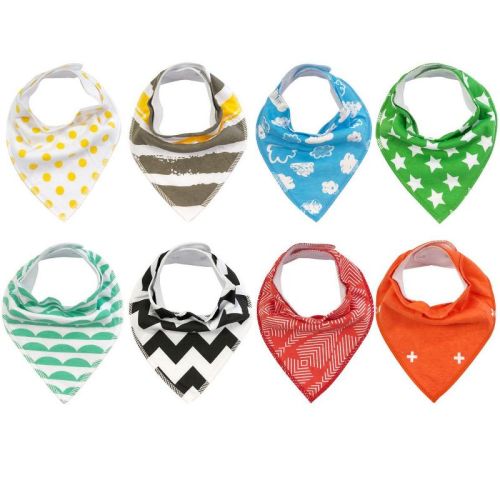 Wrapables Baby Bandana Drool Bibs, Super Soft and Absorbent Bibs for Drooling and Teething (Set 8) Playful