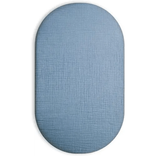 Muslin Bassinet Sheet, Universal Fit for Rectangle, Oval, Hourglass Bassinet Mattress, Moses Basket Sheets (Costume Blue, Bassinet Sheet)