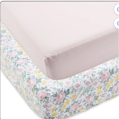 Parent's Choice Paquete de 2 Sábanas Ajustables de Algodón para Bebé Niña, Rosa Floral, Cuna/cama Infantil