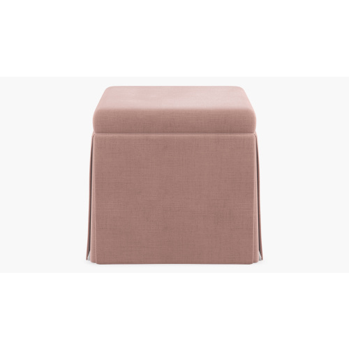 Skirted Storage Ottoman | Blush Linen