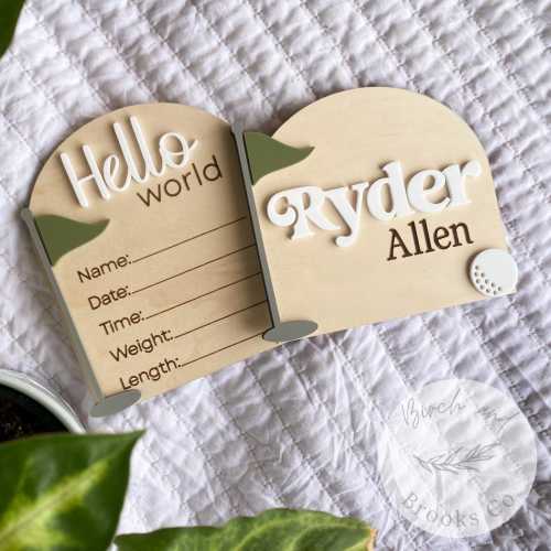 Golf Baby Sign Golf Birth Announcement Birth Stats Baby Golf Theme Nursery Golf Hospital Sign Baby Birth Stats Golf Baby Shower Gift