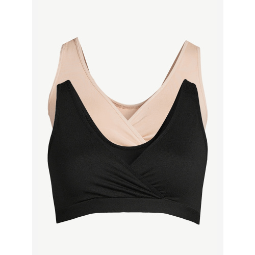 Joyspun Women's Maternity Wrap Front Nursing Bra, 2-Pack, Sizes S to 3X