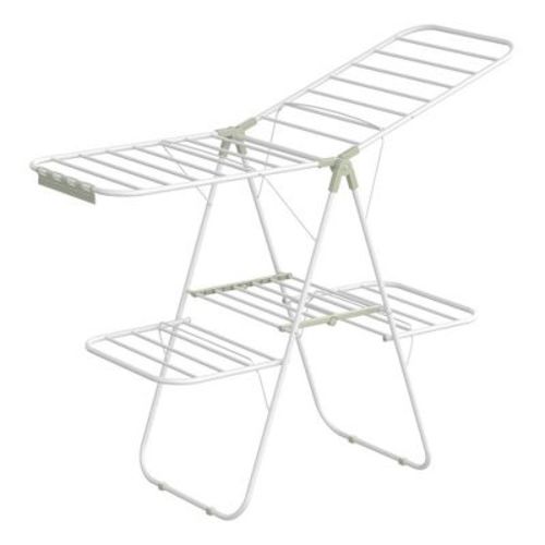Clothes Drying Rack, Foldable 2-level Laundry Drying Rack, Free-standing Large Drying Rack, With Height-adjustable Wings, Silver And Blue