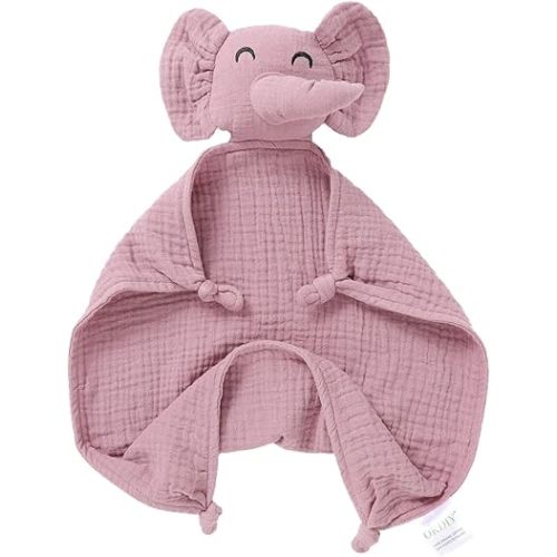 Organic Elephant Loveys for Babies,Muslin Baby Security Blankets for Babies,Soft Elephant Baby Snuggle Animals for Newborn,Newborn Baby Gift,Baby Gift for Boys and Girls (Violet)