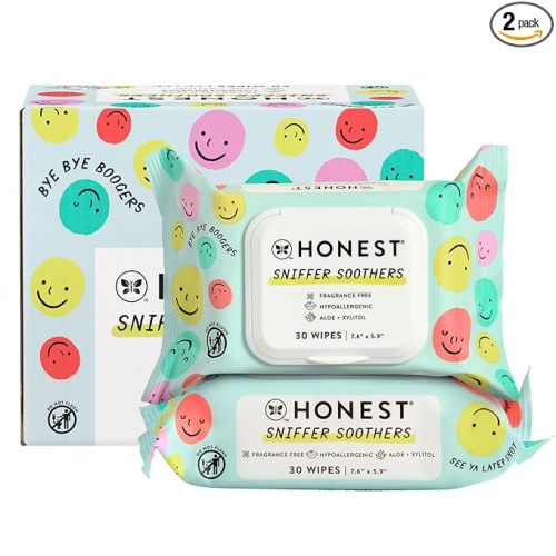 The Honest Company Plant-Based Snot Removing Wipes, Soothing Nose with Aloe, Hypoallergenic for Sensitive Skin, EWG Verified Fragrance-Free, 60 Count