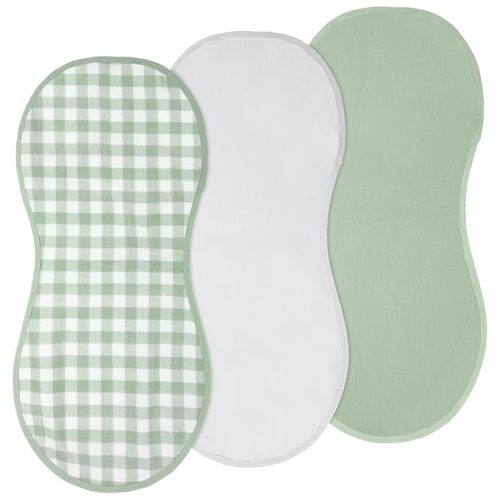 3 Pcs Changing Pad Liners Fits in Peanut Shape Changing Pad Waterproof Diaper Mats Organic Cotton Peanut Mats are Warm on a Baby's Back, Washable Reusable(Plaid Style,Green)