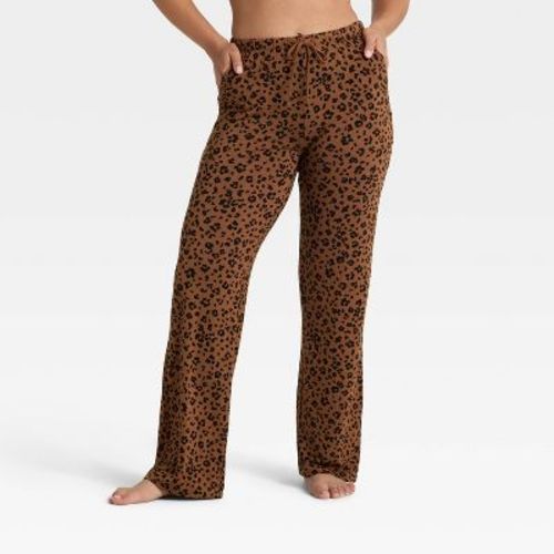 Women's Cloud Knit Leopard Print Pajama Pants - Auden™ Brown 2X