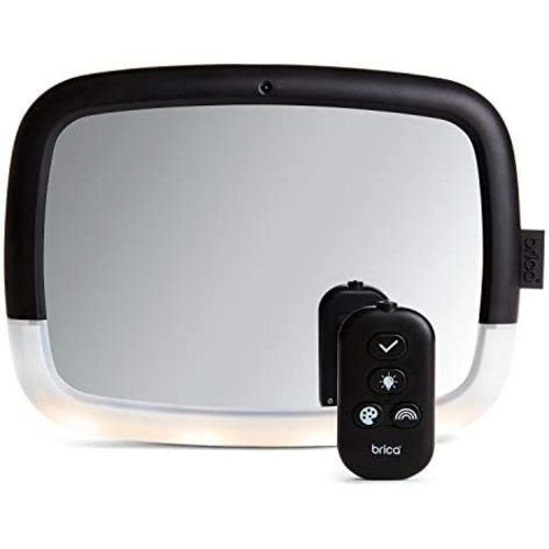 Munchkin Brica Night Light Pivot Baby In-Sight Wide-Angle Adjustable Car Mirror with Glare-free LEDs, Crash Tested & Shatter Resistant, Black