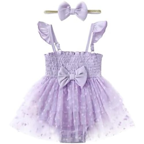 Saeaby Newborn Baby Girl Clothes Outfits Tulle Dress Ruffle Sleeveless Girls Romper Summer Clothing Infant Bodysuit