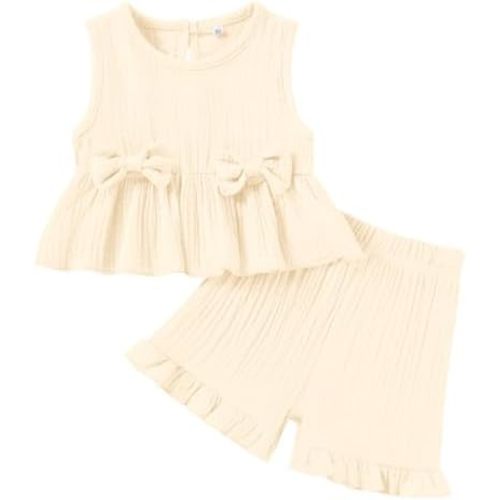 Toddler Baby Girl Clothes Cute Outfits Girls Linen Bow Tank Tops Ruffle Shorts Set Spring Summer Clothes for Kids