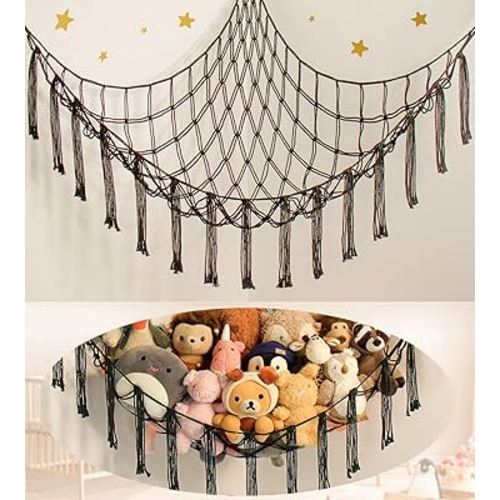 Stuffed Animal Storage Hammock Net - Toy Hammock Net for Stuffed Animals Corner - Hanging Stuff Animal Organizer Holder Large Organization Boys Room Decor
