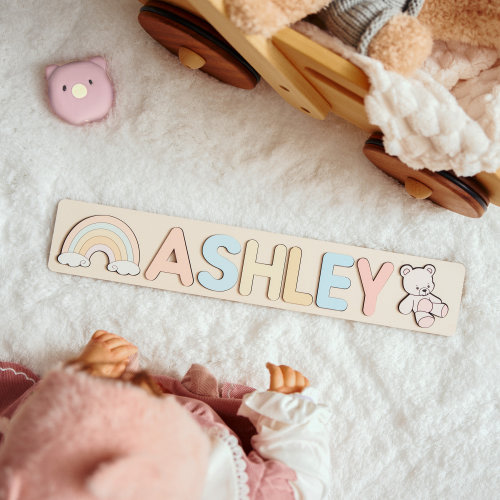 Personalized Name Puzzle With Pegs, New Christmas Gifts for Kids, Wooden Toys, Baby Shower, First Birthday 1st Gifts, Wood Name Puzzle