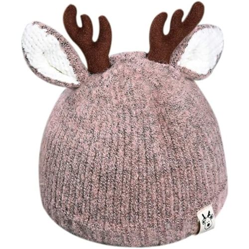 Cute Reindeer Antlers Baby Beanie Soft Warm Crochet Knitted Hat for Toddler Girls Boys