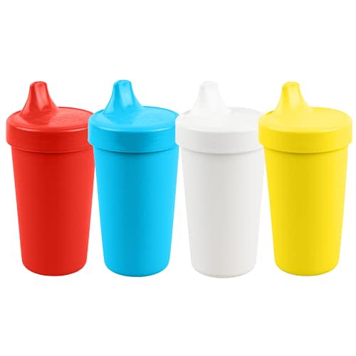 Re-Play Made in USA 10 Oz. Sippy Cups for Toddlers, Pack of 4 - Reusable Spill Proof Cups for Kids, Dishwasher/Microwave Safe - Hard Spout Sippy Cups for Toddlers 3.13" x 6.25", PlayDoh