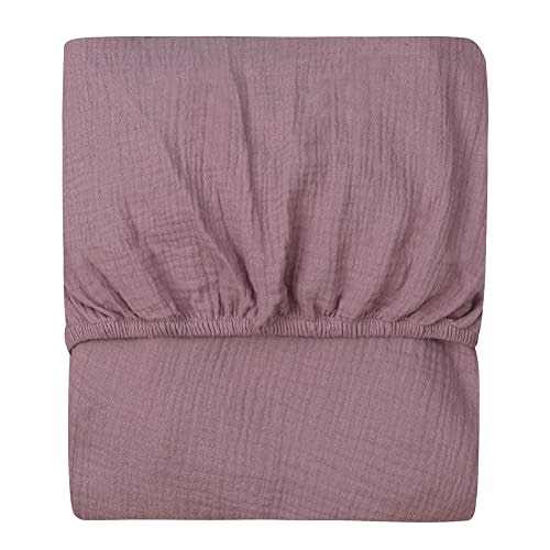 Fitted Crib Sheet, Solid Color, 100% Organic Cotton Baby Crib Sheet for Standard Crib and Toddler Mattresses Newborn Children Bedding Cover Extra Soft Sheet (Purple)