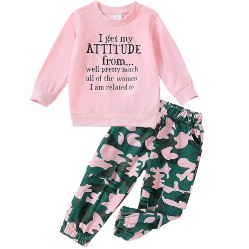 Yvowming Toddler Girl Clothes Kids Long Sleeve Sweatshirt & Camouflage Pants Baby Girl Fall Outfits Winter Sweatsuit