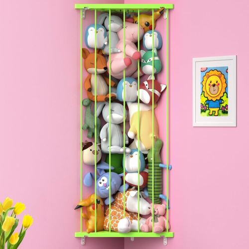 Stuffed Animal Storage Shelf Organizer(Patented) - Corner Stuffed Animal Holder Length Adjustable - Wall Plush Storage for Nursery Playroom Bedroom Kids Room (Green, Standard)