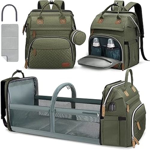 DERSTUEWE Diaper Bag Backpack,Baby Diaper Bags, Multifunctional diaper backpack Large Capacity, Olive Color