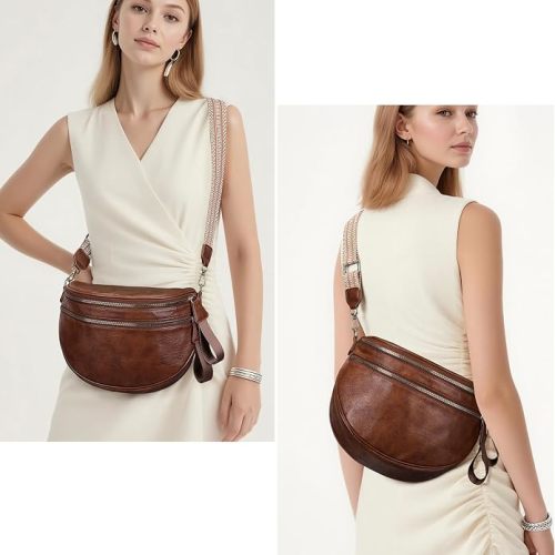 Brown Leather Cross Body Diaper Bag