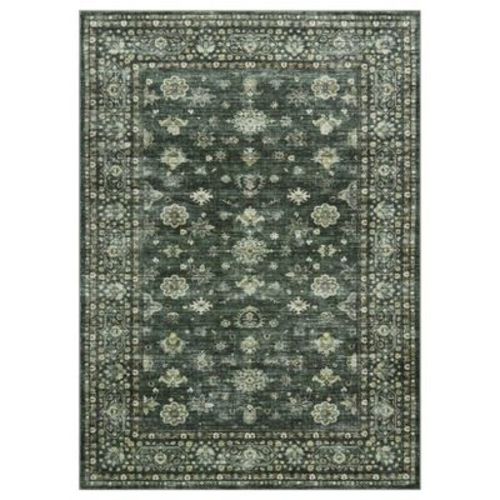 Area Rug 2'x6' Indoor Vintage Living Room Carpet Washable Distressed Rug Black Floral Bedroom Rug: Stain-Resistant, Pet Friendly, Traditional Style