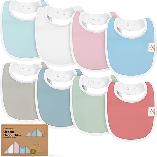 8-Pack Organic Baby Bibs for Boys, Girls - Soft Cotton Drooling and Teething Bibs for Baby Girl & Boy, Extra Absorbent, Easy To Clean & Put On for Toddler, Newborn, Infant 0-24 Months (Spring)