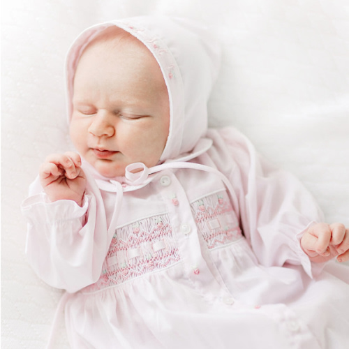 Ribbon Smocked Take Me Home Gown with Hat | Feltman Brothers