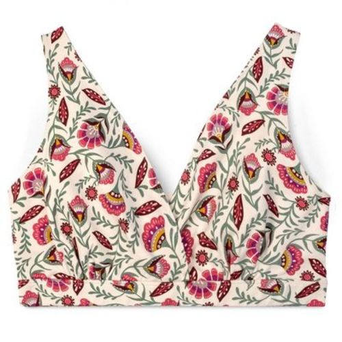 Of An Origin Organic Cotton Stretch Cross Front Maternity & Nursing Bralette, Prints, Folk Floral, S