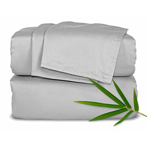 King Sheets by Pure Bamboo, Genuine 100% Organic Viscose Derived from Bamboo Bed Sheet Set, Luxuriously Soft & Cooling, Double Stitching, Lifetime Quality Promise (King, Silver Pearl)