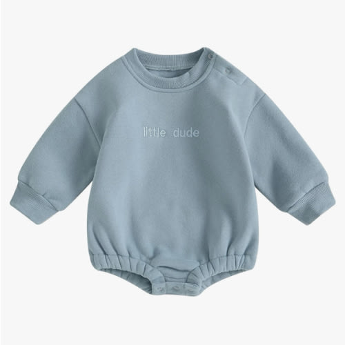 VISGOGO Newborn Infant Baby Boy Girls Oversized Romper Little Dude Sweater Onesie Coming Home Outfit Neutral Clothes