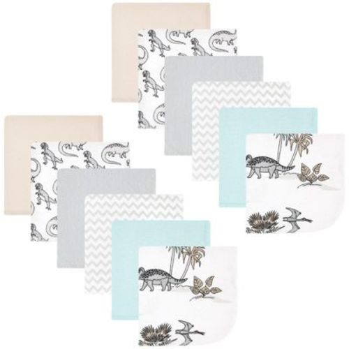 Hudson Baby Flannel Cotton Washcloths, Neutral Dino World 12-pack, One Size