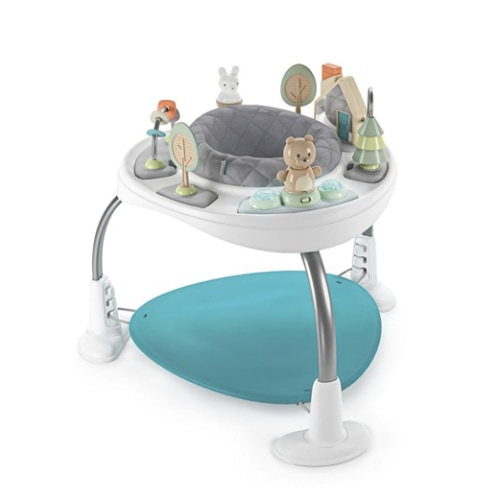 Ingenuity Spring & Sprout 2-in-1 Baby Activity Center Jumper and Table with Infant Toys - Ages 6 Months +, First Forest