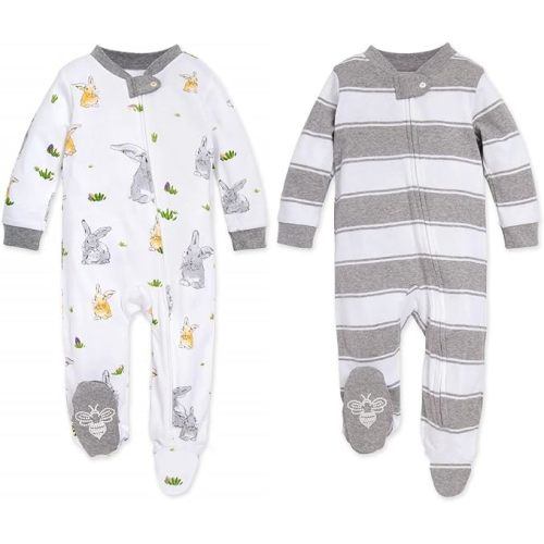 Burt's Bees Baby Boys' 6-9 Months Sleep and Play Pjs, 100% Organic Cotton One-piece Pajamas