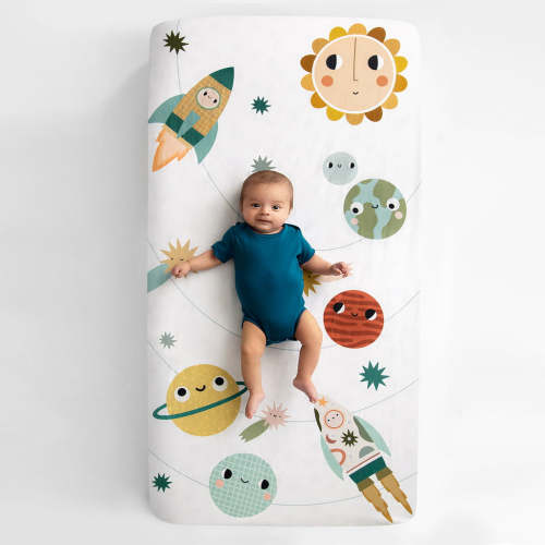 Space Explorer crib sheet by Rookie Humans