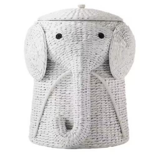 Home Decorators Collection Elephant White Woven Hamper with Lid (20.5" W) 1641820410