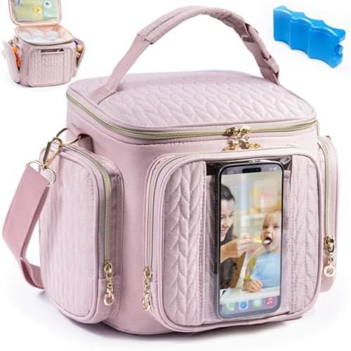 SFYBYHEART Breastmilk Cooler Travel Bag with Ice Pack for 6 Baby Bottles Up to 9 Ounce - Insulated Bottle bag for Daycare - Breastmilk Storage Bag - Baby Bottle Cooler Bag Attach to a Stroller