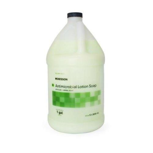 McKesson Antimicrobial Lotion Soap with Aloe, 1 Gallon Jug, Herbal Scent, 1 Count, #53-28081-GL
