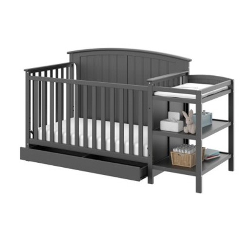 Storkcraft Steveston 4-in-1 Convertible Crib and Changer with Drawer - Gray