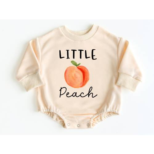 Little Peach Bubble Romper Sweatshirt, Baby Bodysuit, Baby Girl Outfit, Peach Birthday, Peach Baby Shower, Baby Gift, Baby Shower Gift