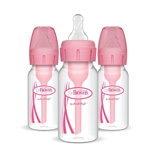 Dr. Brown's Natural Flow Anti-Colic Options+ 3-Pack 4-oz. Narrow Baby Bottles - Pink