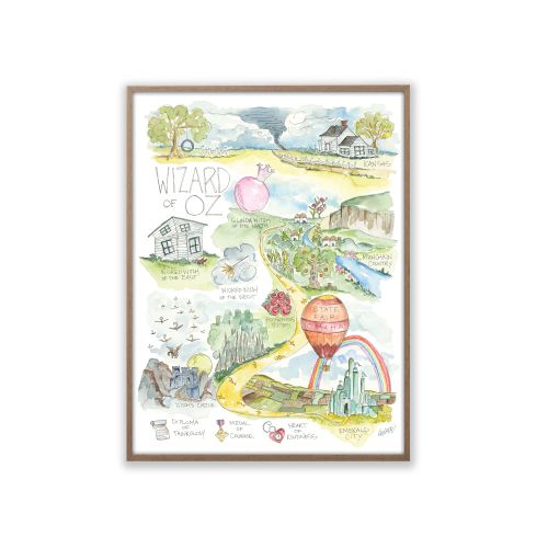 Wizard of Oz Watercolor Map Art Print