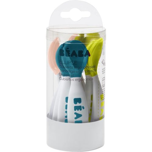 BEABA Toddler Self Feeding Cutlery And Utensils, Baby Spoons and Forks , Baby Essentials, 10 Pack, Assorted