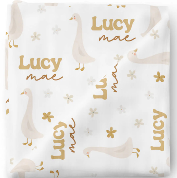 Duck Duck Goose Personalized Baby Name Swaddle Blanket