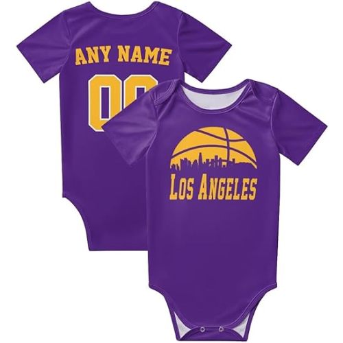 Custom Basketball Style Baby Clothes,Personalized Baby Name Number for Newborn Infants Bodysuit Gift 0-24 Months