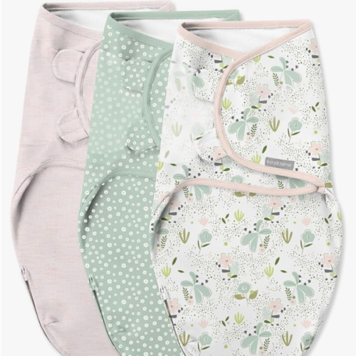 SwaddleMe by Ingenuity Original Swaddle with Easy-Change, 100% Cotton, Improves Sleep & Calms Startle Reflex, 0-3 Months, 3-Pack - Peekaboo Panda